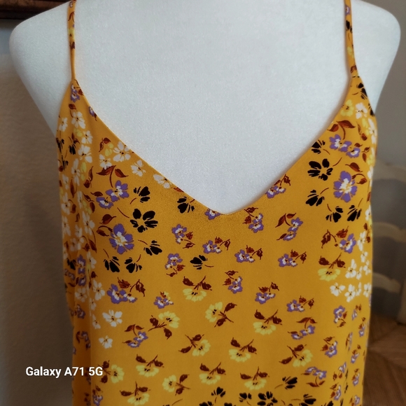 Ann Taylor Sunflower Yellow  Print Camisole Blouse Top Sz M - Picture 12 of 15